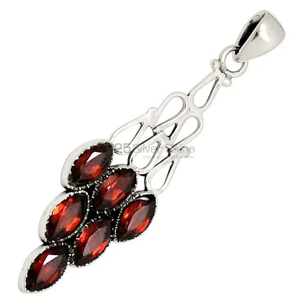 Garnet Gemstone Pendants In Fine Sterling Silver Jewelry 925SP116-1_2