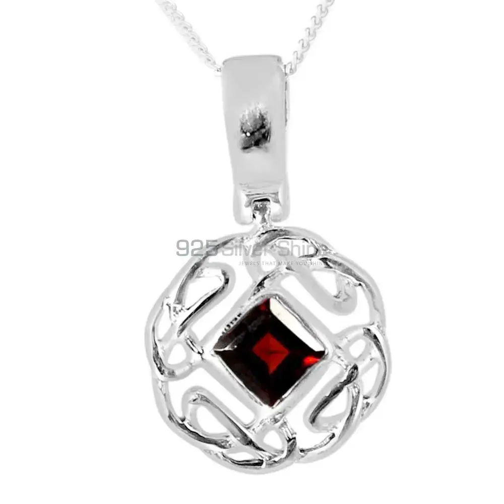 Garnet Gemstone Pendants In Fine Sterling Silver Jewelry 925SP257-1_0