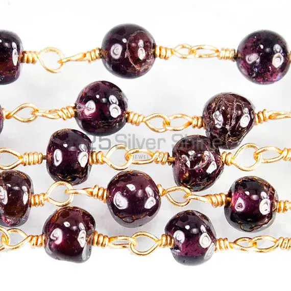 Garnet Plain Round Wire Wrapped Rosary Chain. "Wire Wrapped 1 Feet Roll Chain" 925RC137_0