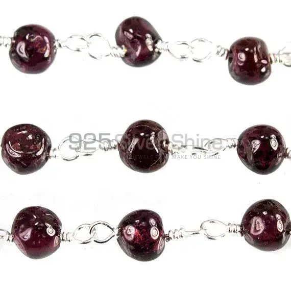 Garnet Plain Round Wire Wrapped Rosary Chain. "Wire Wrapped 1 Feet Roll Chain" 925RC137_2