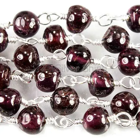 Garnet Plain Round Wire Wrapped Rosary Chain. "Wire Wrapped 1 Feet Roll Chain" 925RC137_3