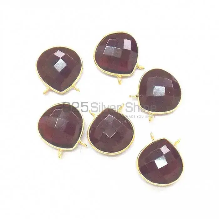 Garnet Quartz Pear Gemstone Double Bail Bezel Sterling Silver Gold Vermeil Gemstone Connector 925GC334_0