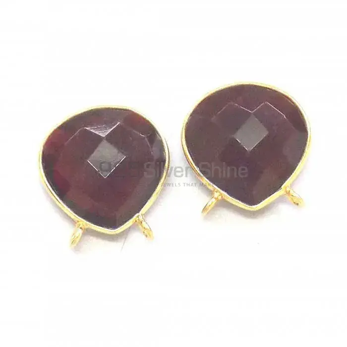 Garnet Quartz Pear Gemstone Double Bail Bezel Sterling Silver Gold Vermeil Gemstone Connector 925GC334_1