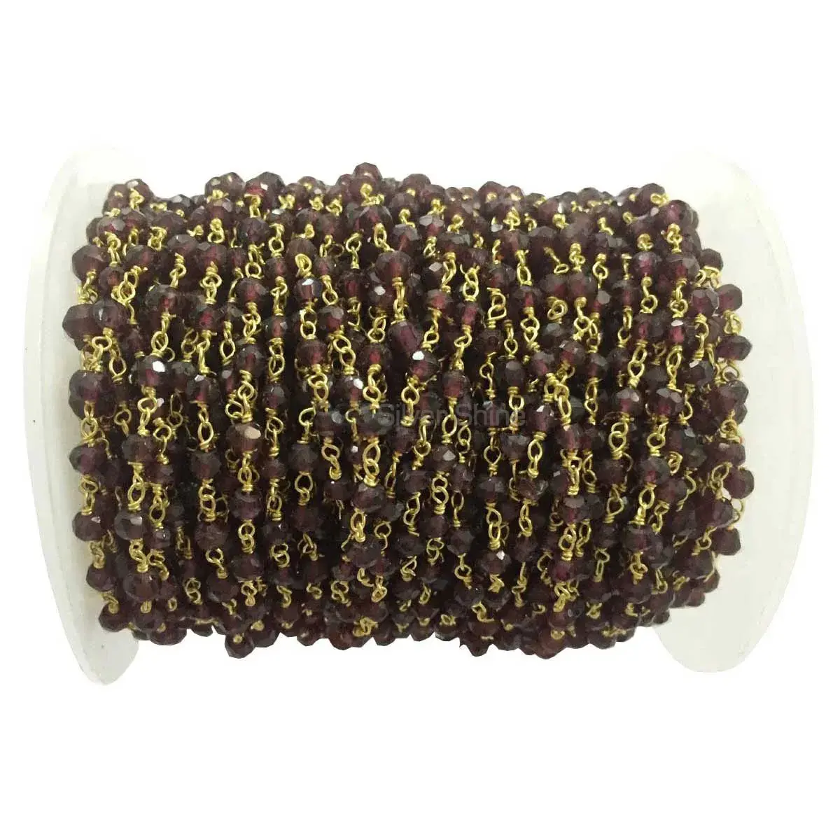 Garnet Rhodolite Gemstone Rosary Chain. "Wire Wrapped 1 Feet Roll Chain" 925RC196_0