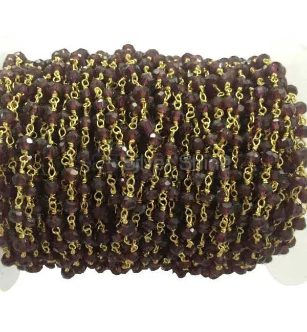 Garnet Rhodolite Gemstone Rosary Chain. "Wire Wrapped 1 Feet Roll Chain" 925RC196_1