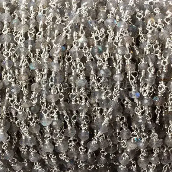 Garnet rosary chain. "Wire Wrapped 1 Feet Roll Chain" 925RC233_0