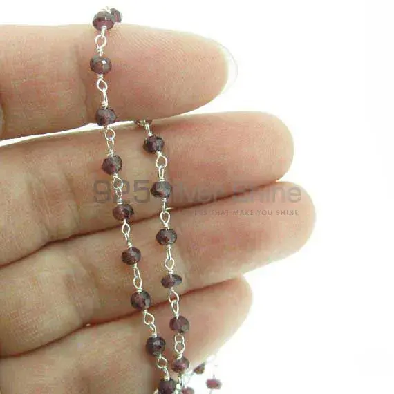 Garnet rosary chain. "Wire Wrapped 1 Feet Roll Chain" 925RC233_1