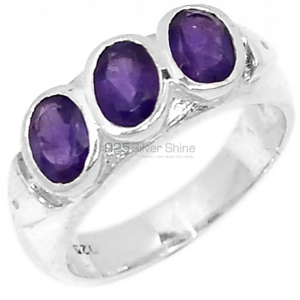 Genuine Amethyst Gemstone Ring In 925 Solid Silver 925SR079-7_0