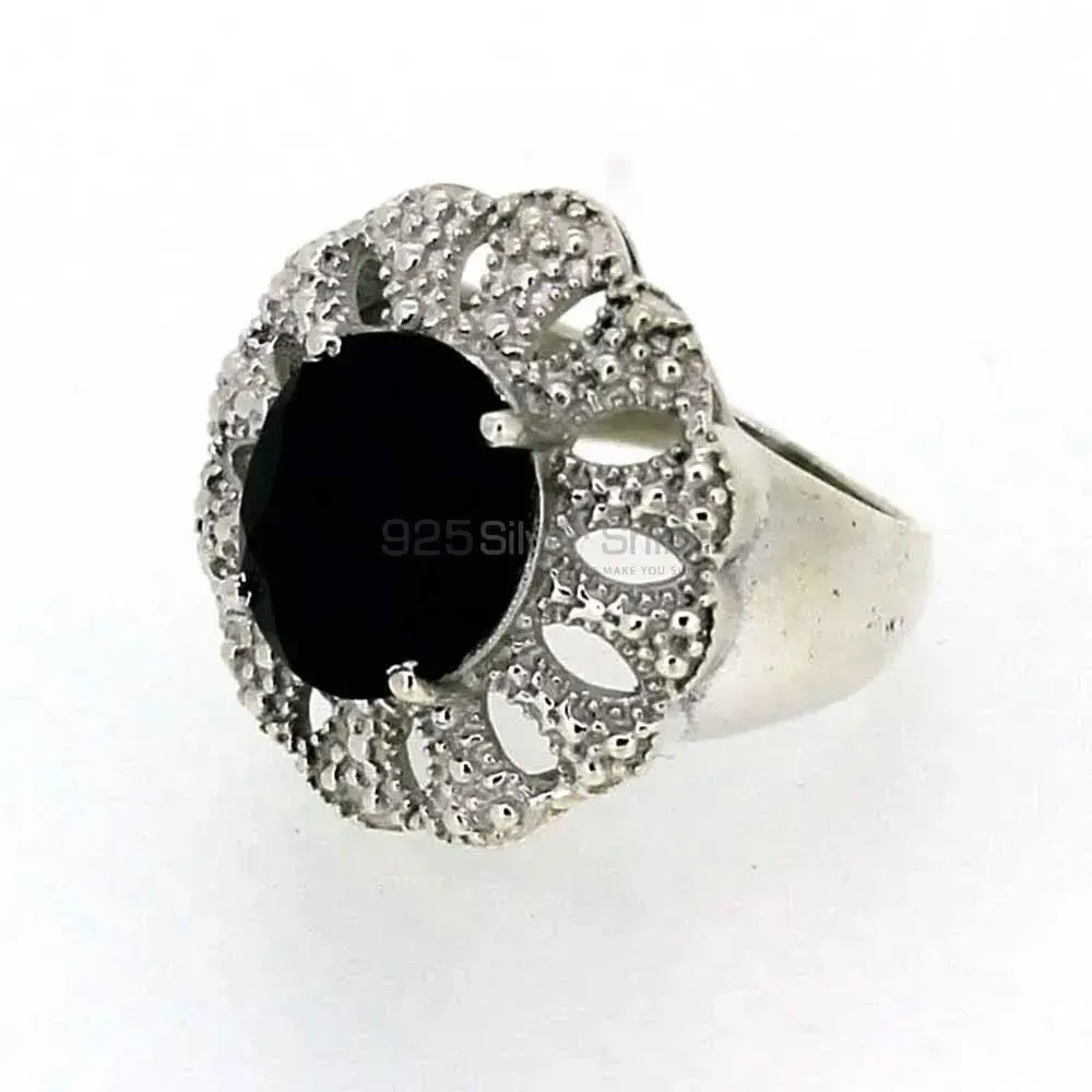 Genuine Black Onyx Gemstone Ring In 925 Sterling Silver 925SR018-2_4