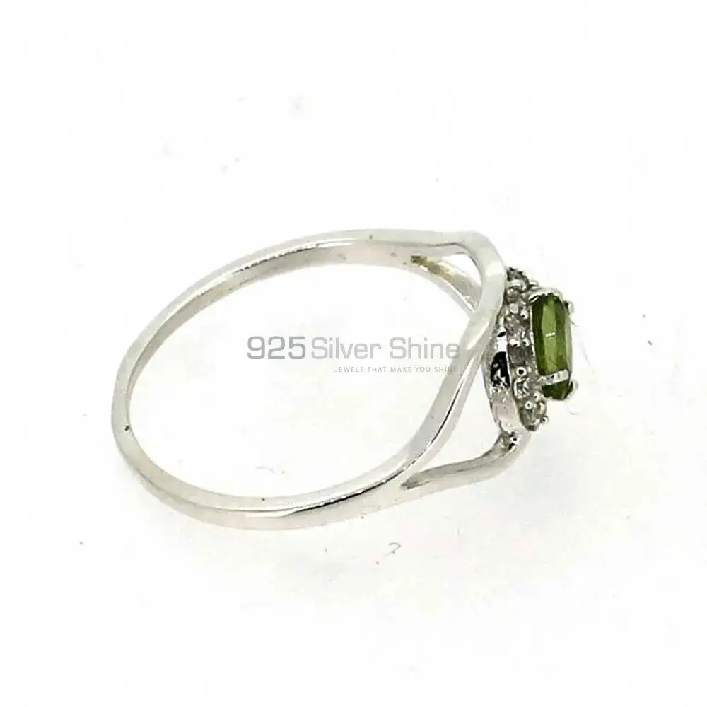 Single Peridot Gemstone Silver Rings 925SR044-4_4