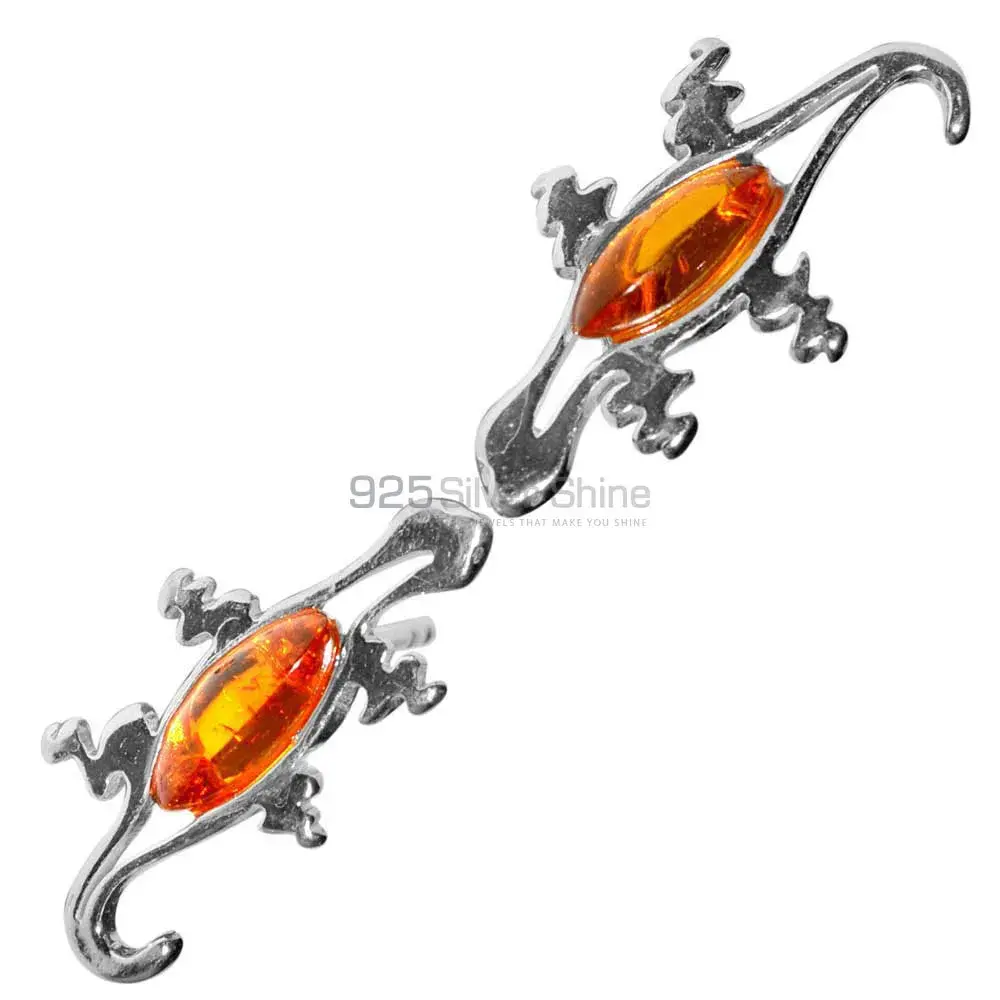 Genuine Amber Gemstone Earrings In 925 Sterling Silver Jewelry 925SE2926_1