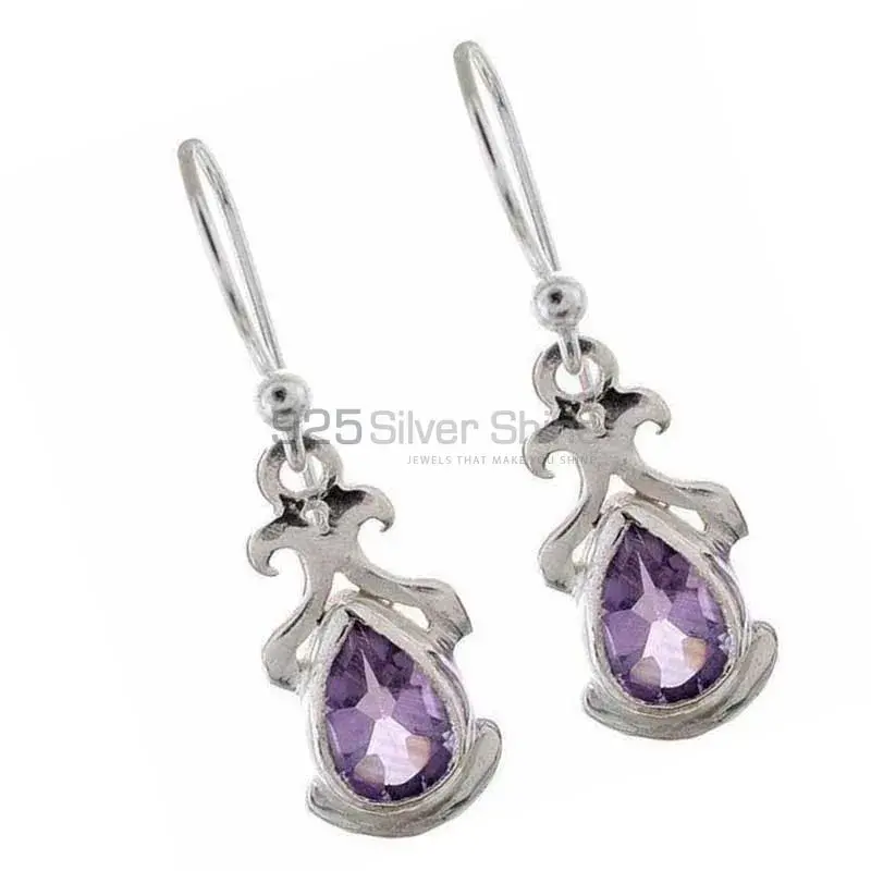 Genuine Amethyst Gemstone Earrings In Solid 925 Silver 925SE1173_1