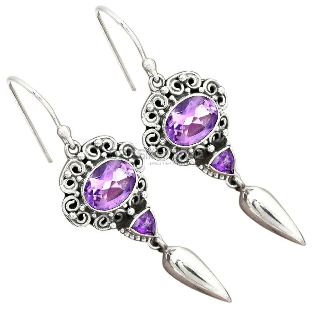 Genuine Amethyst Gemstone Earrings In 925 Sterling Silver Jewelry 925SE2447_2