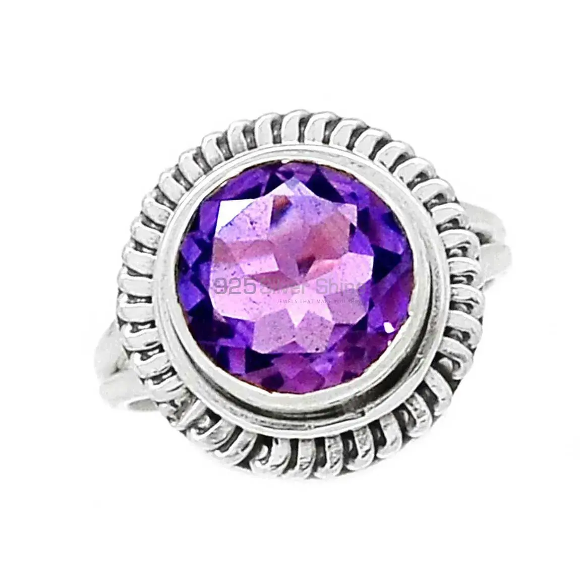 February Birthstone Amethyst Silver Rings 925SR2381_1