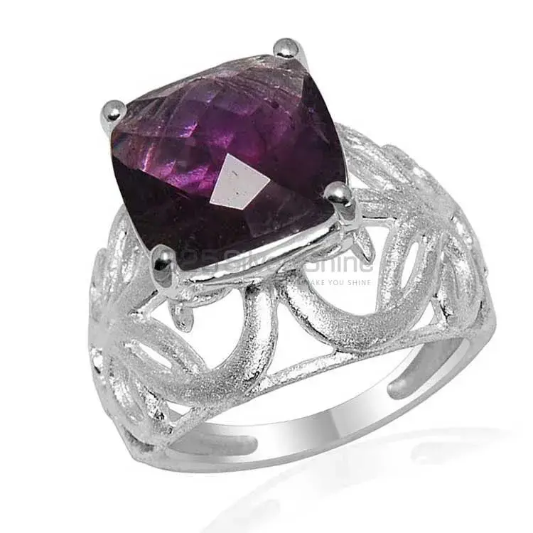 Square Amethyst Sterling Silver Rings 925SR1632_1