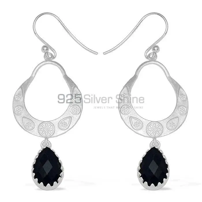 Genuine Black Onyx Gemstone Earrings In 925 Sterling Silver Jewelry 925SE735_0