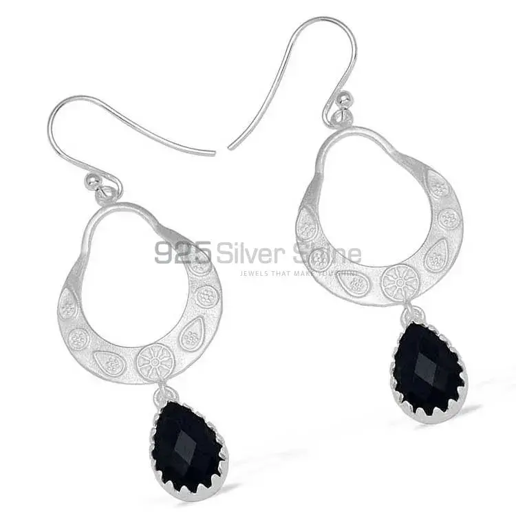 Genuine Black Onyx Gemstone Earrings In 925 Sterling Silver Jewelry 925SE735_1