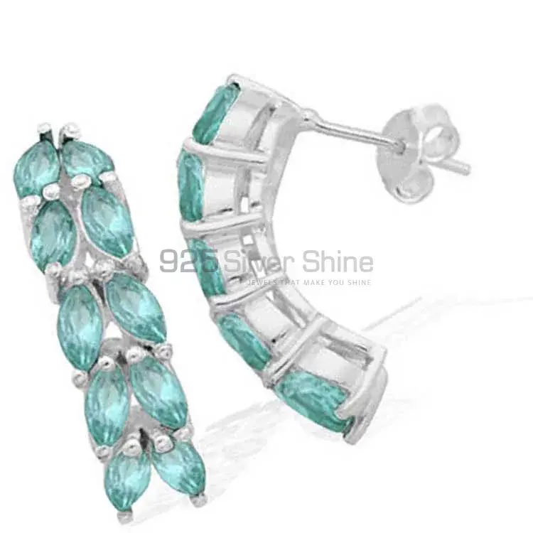 Genuine Blue Topaz Gemstone Earrings In 925 Sterling Silver Jewelry 925SE969_0