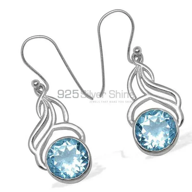 Genuine Blue Topaz Gemstone Earrings In 925 Sterling Silver Jewelry 925SE808_1