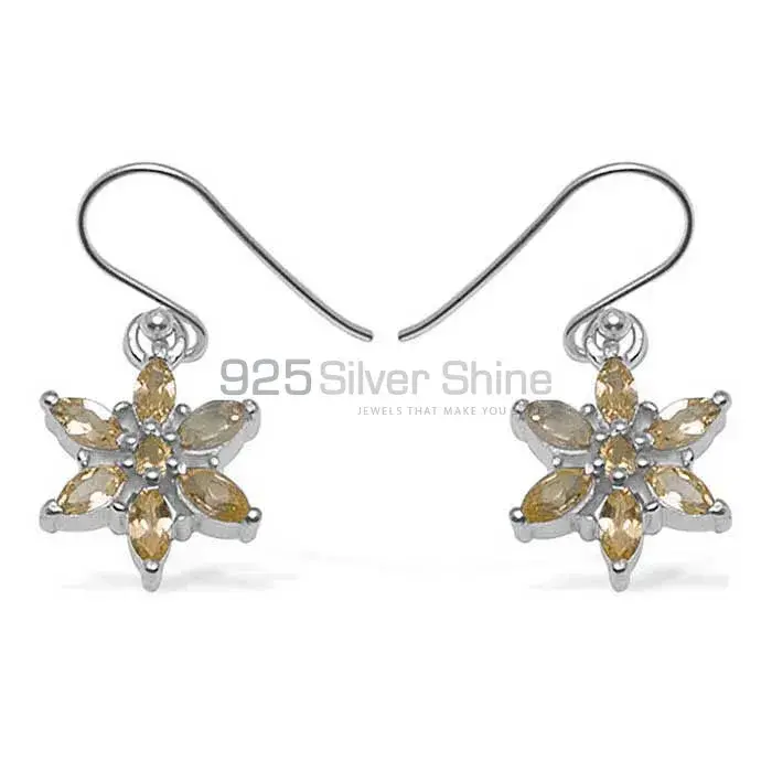 Genuine Citrine Gemstone Earrings In Solid 925 Silver 925SE708_0
