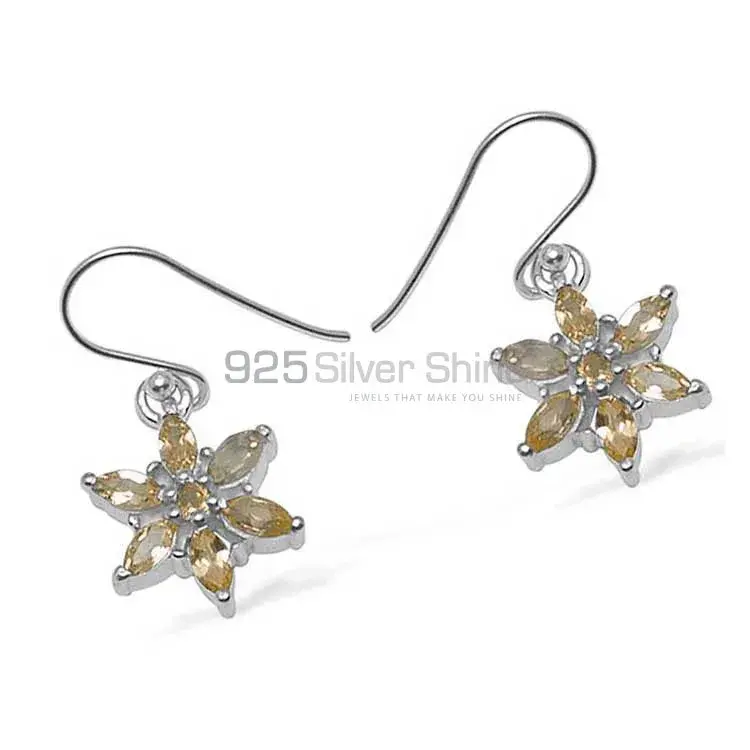 Genuine Citrine Gemstone Earrings In Solid 925 Silver 925SE708_1