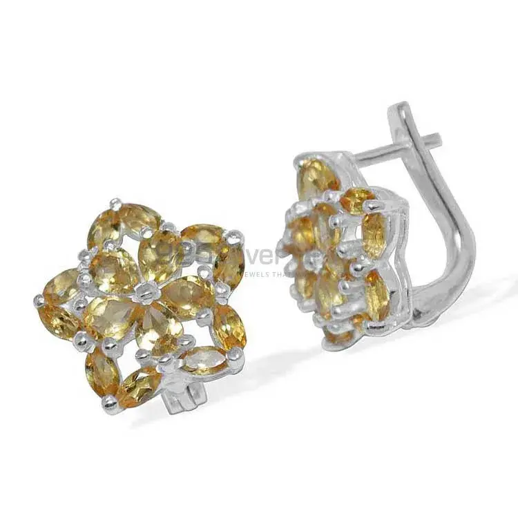 Genuine Citrine Gemstone Earrings In 925 Sterling Silver Jewelry 925SE896_1