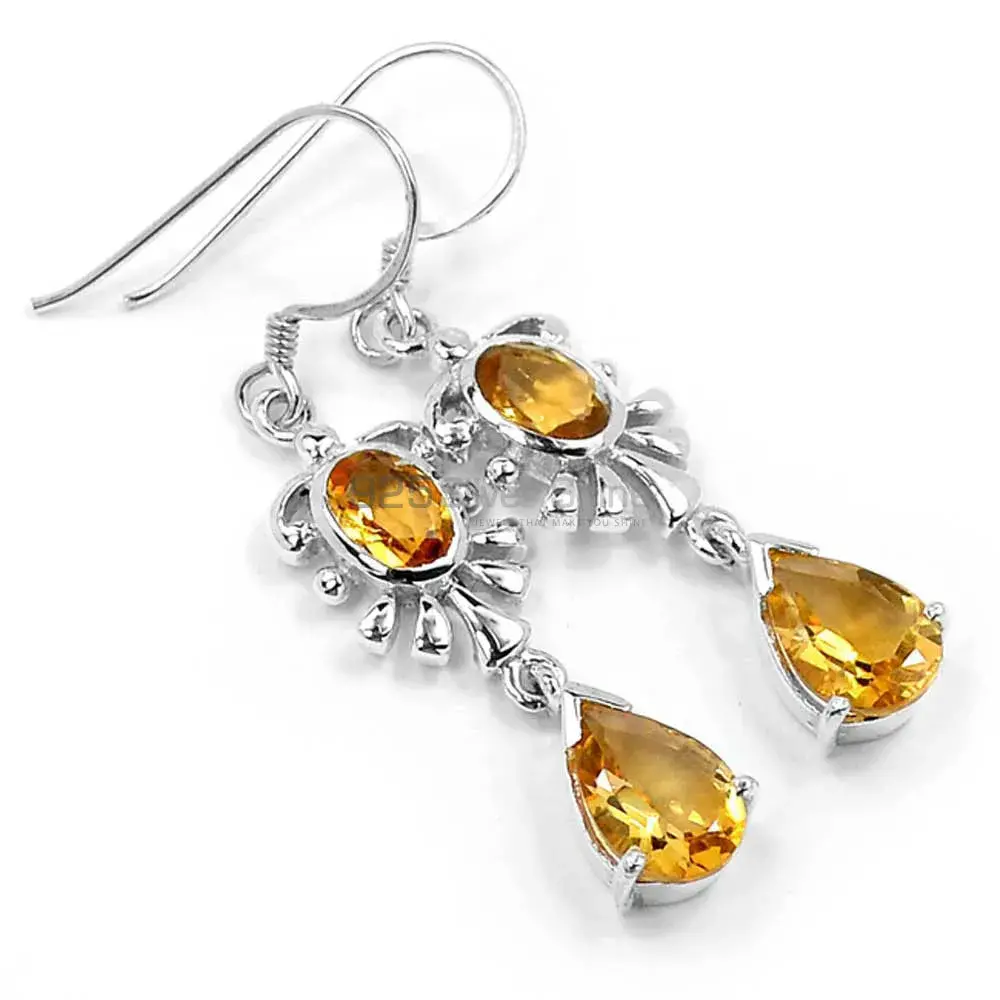Genuine Citrine Gemstone Earrings In 925 Sterling Silver Jewelry 925SE653_0