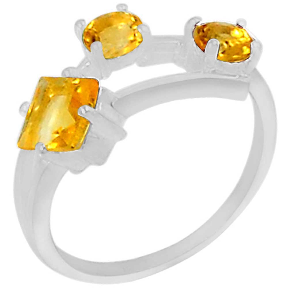 Genuine Citrine Gemstone Rings In 925 Sterling Silver Jewelry 925SR955