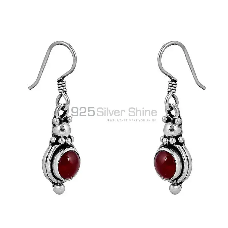 Genuine Red Onyx Gemstone Earring In 925 Sterling Silver Jewelry 925SE64_1