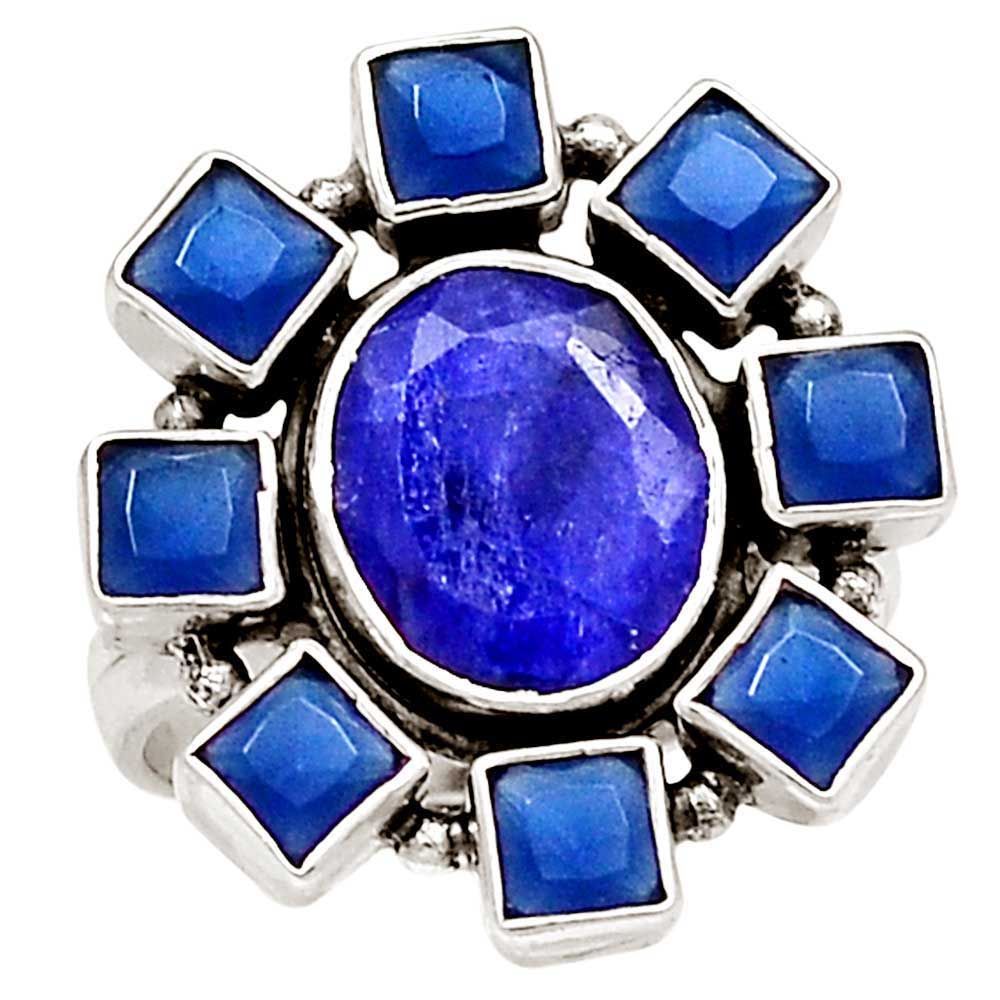 Genuine Dyed Blue Sapphire Gemstone Rings In 925 Sterling Silver 925SR1004_0