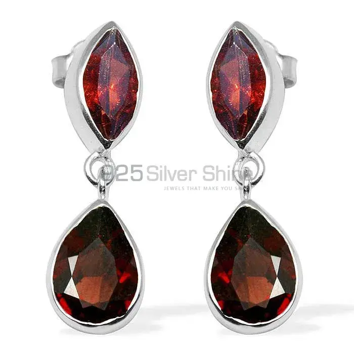 Genuine Garnet Gemstone Earrings In 925 Sterling Silver Jewelry 925SE1130_0