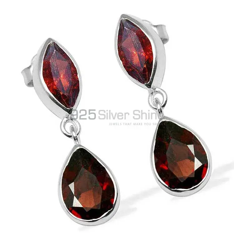 Genuine Garnet Gemstone Earrings In 925 Sterling Silver Jewelry 925SE1130_1