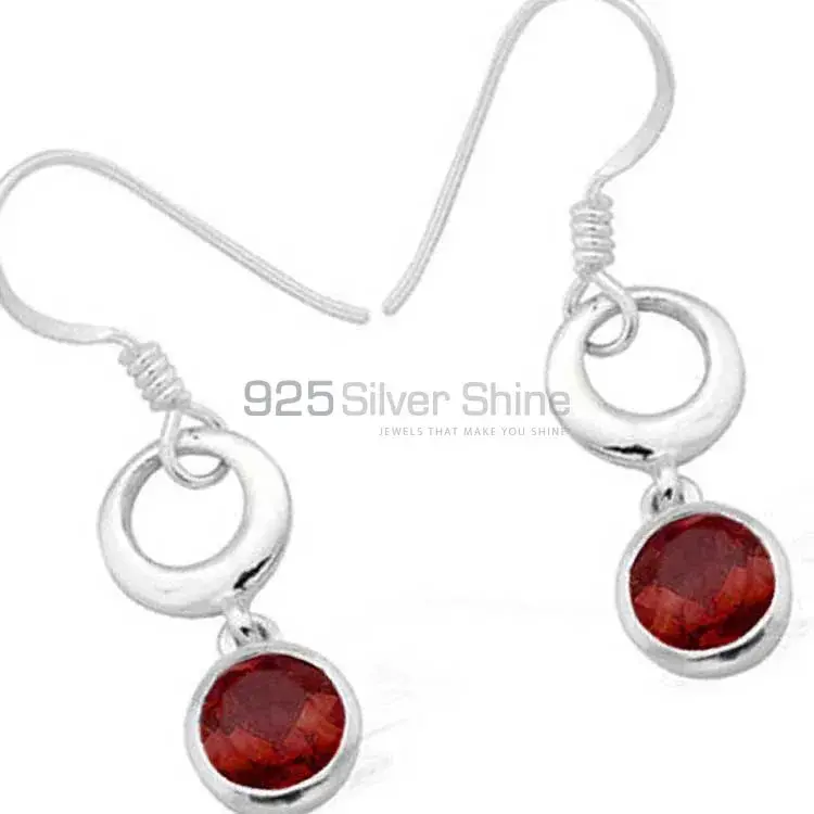 Genuine Garnet Gemstone Earrings Exporters In 925 Sterling Silver Jewelry 925SE972_0