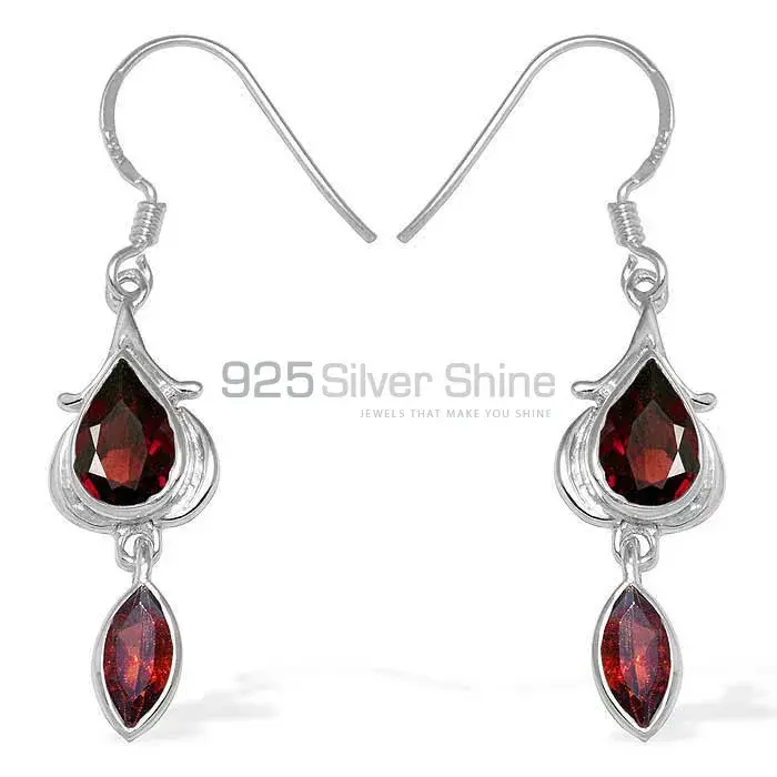 Genuine Garnet Gemstone Earrings In 925 Sterling Silver 925SE1100_0