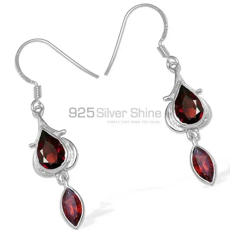 Genuine Garnet Gemstone Earrings In 925 Sterling Silver 925SE1100_1