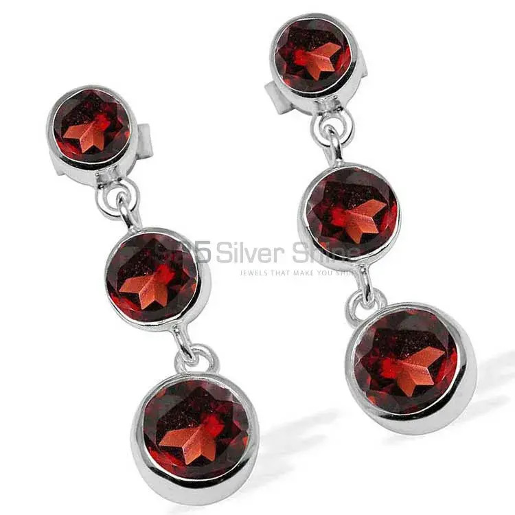 Genuine Garnet Gemstone Earrings In 925 Sterling Silver Jewelry 925SE1124_1