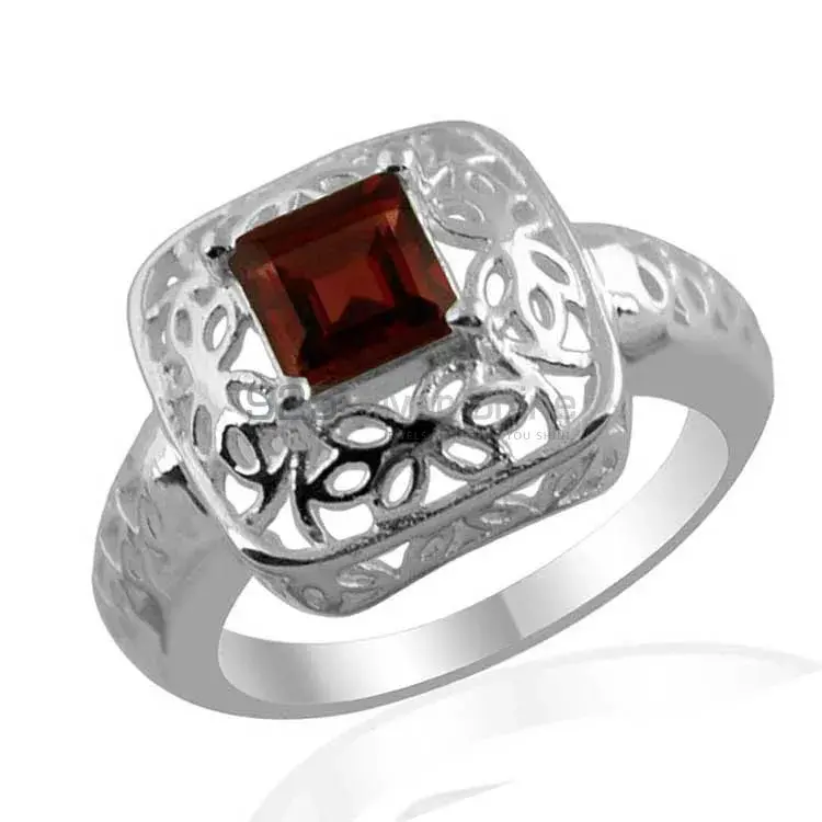 Filigree Design Garnet Gemstone Silver Rings 925SR1371_1