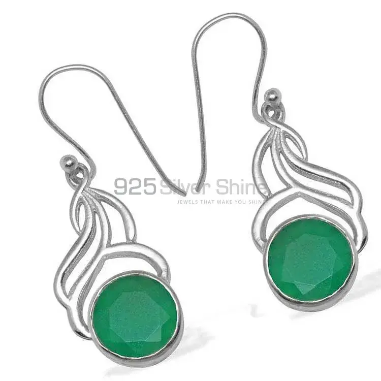 Genuine Green Onyx Gemstone Earrings In 925 Sterling Silver Jewelry 925SE811_1