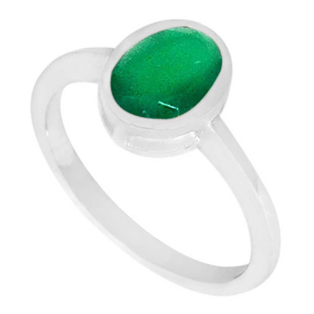 Genuine Green Onyx Gemstone Rings In Solid 925 Silver 925SR928_1