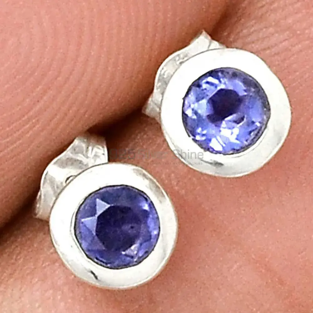 Genuine Iolite Gemstone Earrings In 925 Sterling Silver Jewelry 925SE2216_1