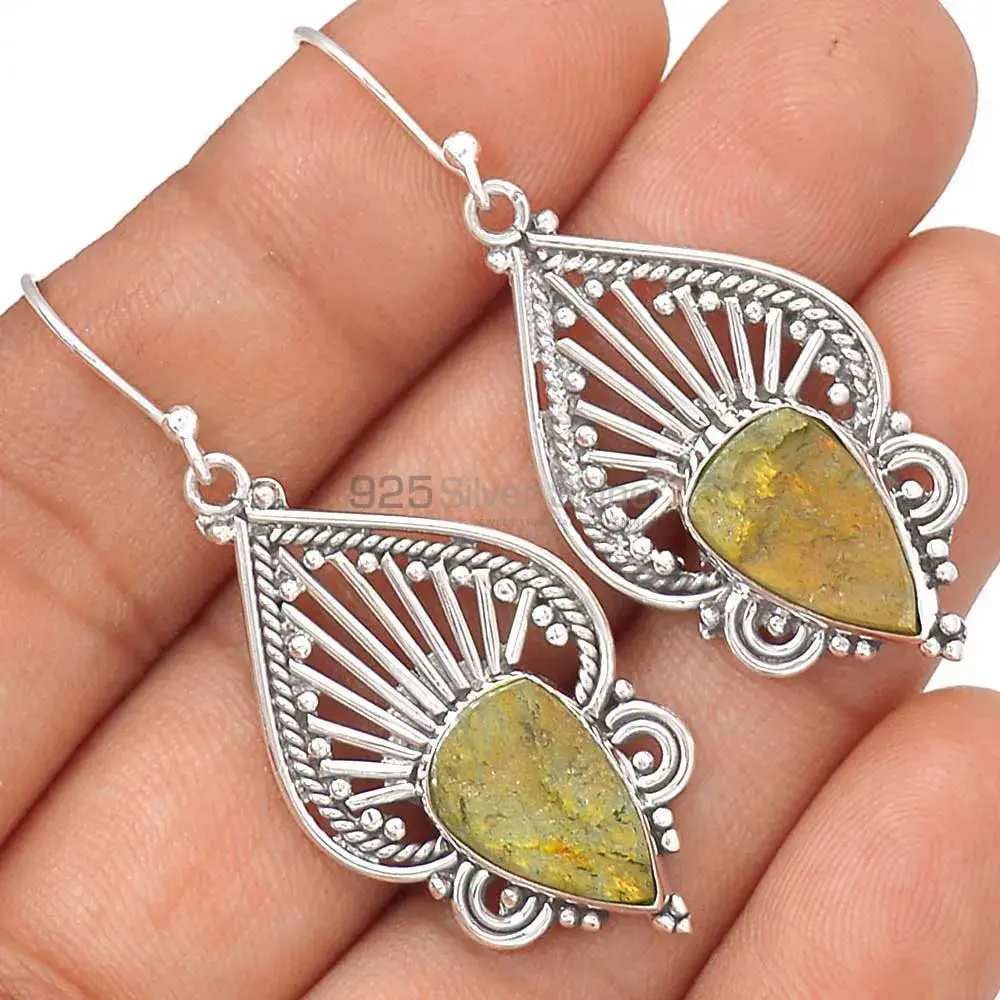 Genuine Labradorite Gemstone Earrings In Fine 925 Sterling Silver 925SE2660_2