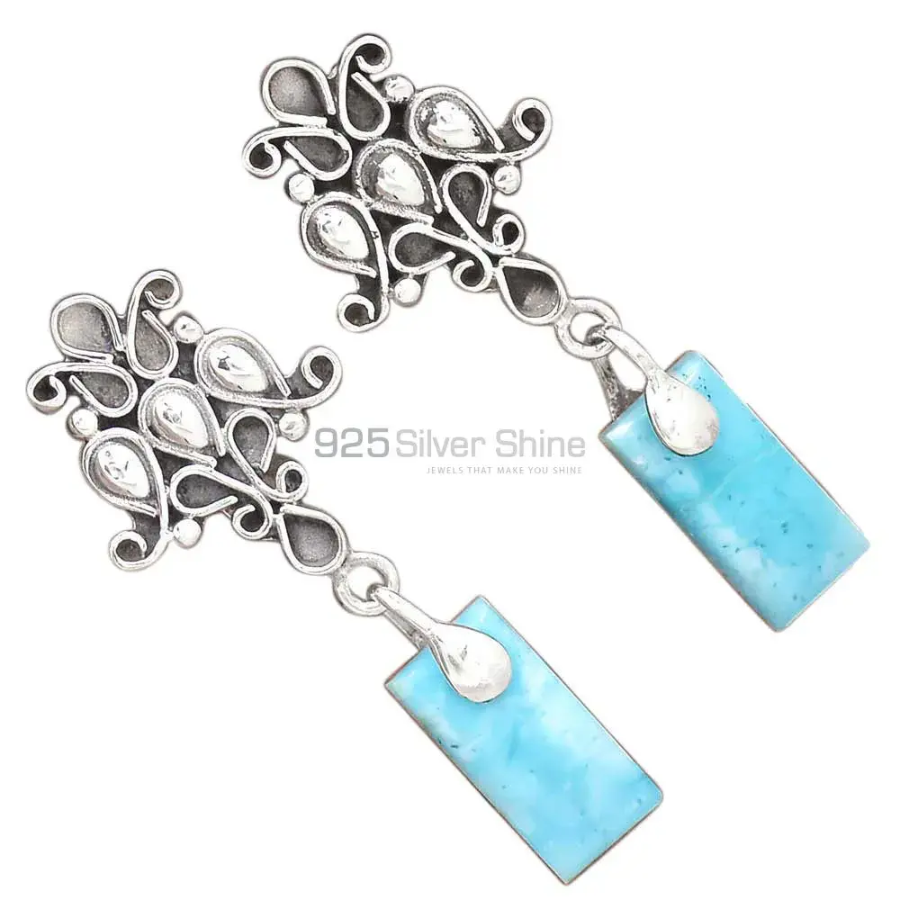 Genuine Larimar Gemstone Earrings In 925 Sterling Silver Jewelry 925SE2052_2