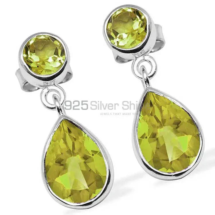 Genuine Lemon Quartz Gemstone Earrings In 925 Sterling Silver Jewelry 925SE1133_1