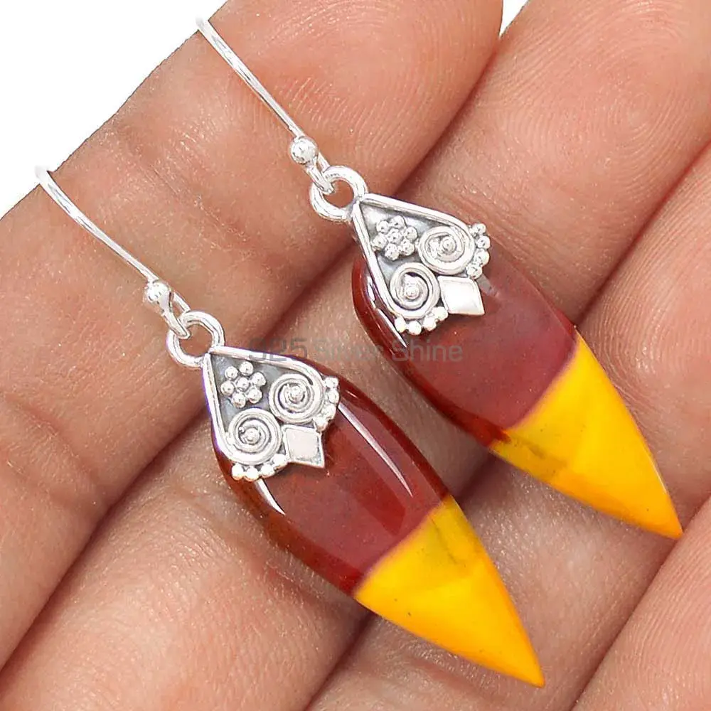 Genuine Mookaite Gemstone Earrings In Solid 925 Silver 925SE2978_1