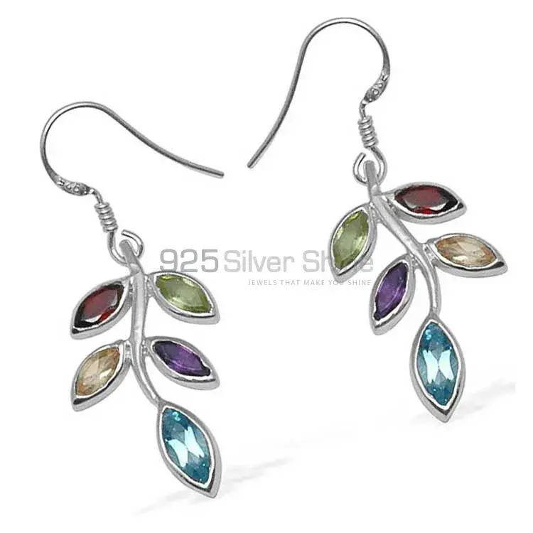 Genuine Multi Gemstone Earrings In Fine 925 Sterling Silver 925SE711_1