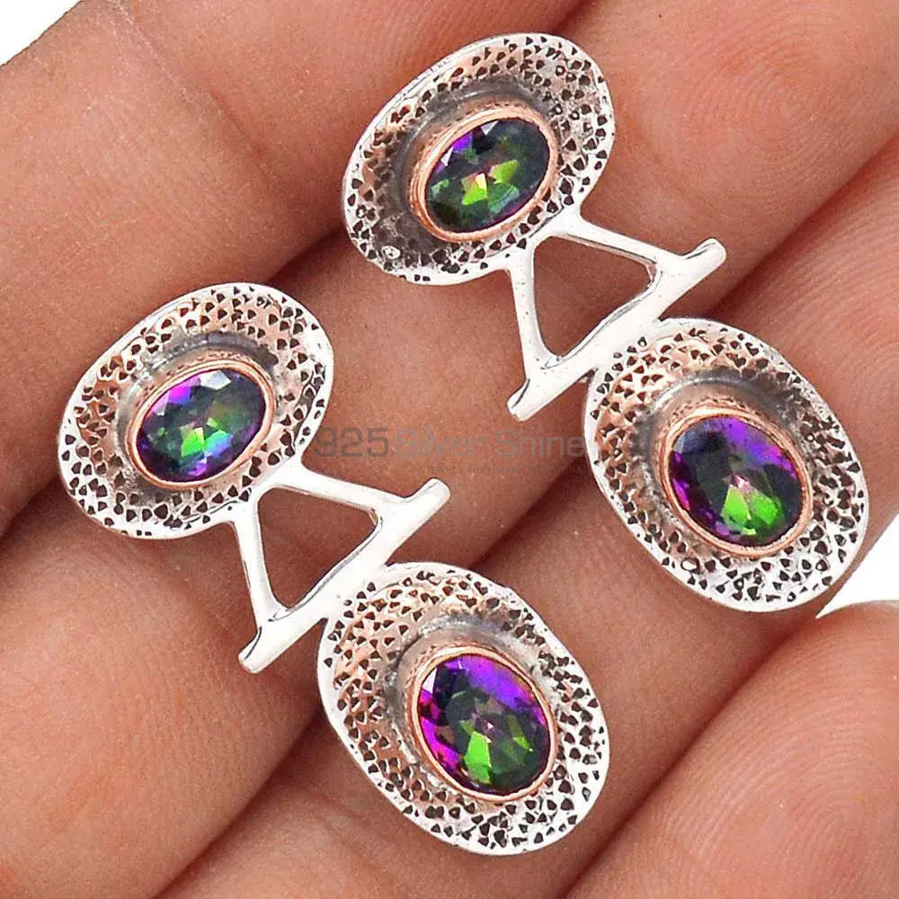 Genuine Mystic Topaz Gemstone Earrings In 925 Sterling Silver Jewelry 925SE2128_1