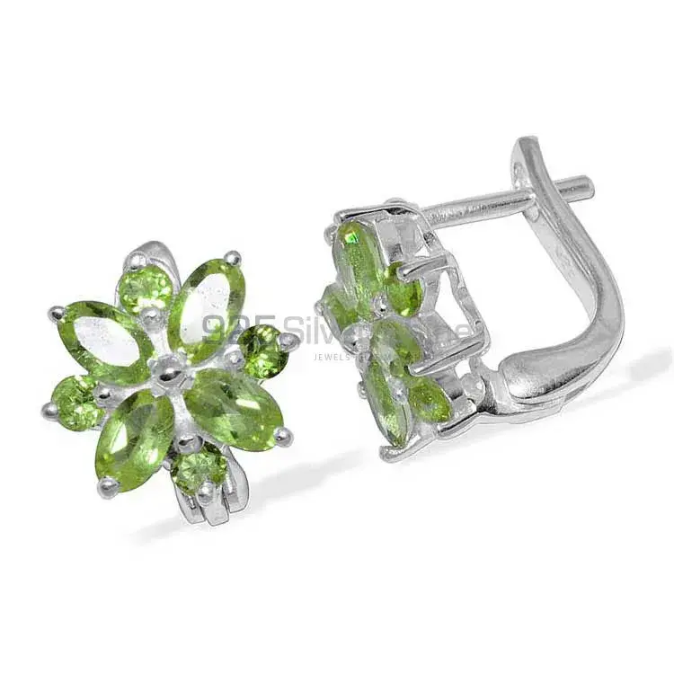 Genuine Peridot Gemstone Earrings In 925 Sterling Silver Jewelry 925SE887_1