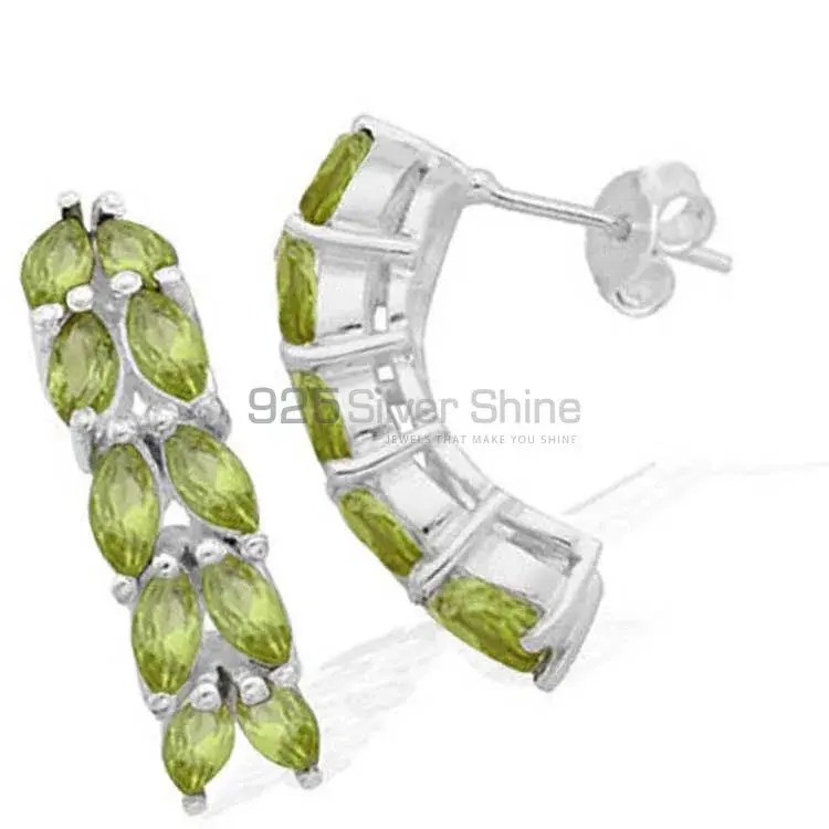 Genuine Peridot Gemstone Earrings In 925 Sterling Silver Jewelry 925SE966_0
