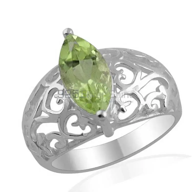 Natural Peridot Gemstone Sterling Silver Filigree Rings 925SR1377_1
