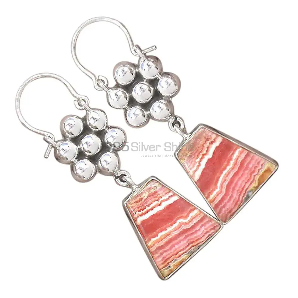Genuine Rhodochrosite Gemstone Earrings In 925 Sterling Silver Jewelry 925SE3084_2